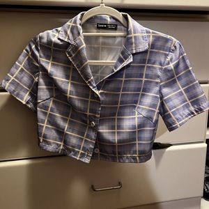 Shein Purple Cropped Flannel